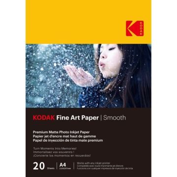 KODAK - 20 feuilles de papier photo 230g/m², mat, Format A4 (21x29,7cm), Impression Jet d'encre effet lisse - 9891092