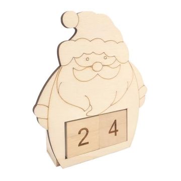 Calendrier de l'avent en bois - MEGACREA DIY - Père Noël - Blanc - 11 x 13 x 3,3 cm