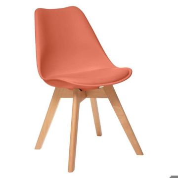 Chaise salle à manger Baya terracotta Atmosphera - Style Scandinave Moderne - Bois massif - Vendue à l'unité