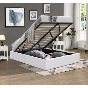 Lit Coffre LORIS 160x200 Lit Coffre Loris Gris Pieds pour matelas 160x200 cm - 2 x 14 Lattes - loris