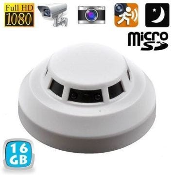 Détecteur de Fumée Caméra Espion 1080P Capteur Agitation Espionnage IR 16Go WiFi Plastique YONIS