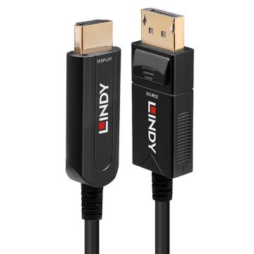 LINDY Câble Hybride Fibre Optique DisplayPort vers HDMI 18Gbps 30m