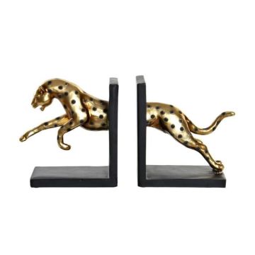 Serre-livres - Léopard Doré - Set de 2 - Noir et Or - 34x17x9cm - Mixte
