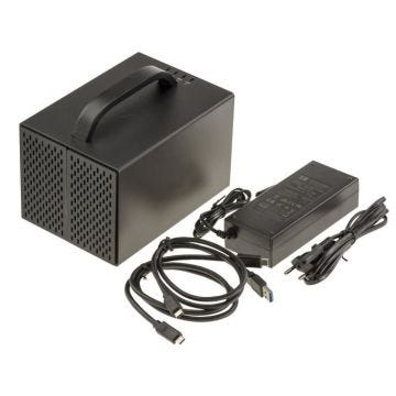 Boitier Baie USB 3.2 Gen 2 10G pour 4 disques SATA . Alimentation 75W, capacité 64TB. Possibilité de Raid Logiciel 0 1 5