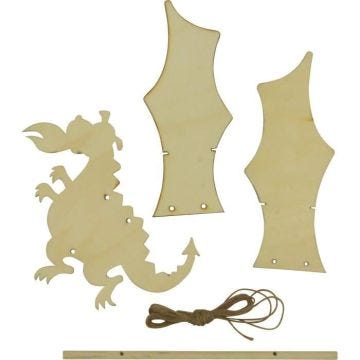 Marionnette Dragon en bois à assembler - MegaCrea DIY - 40 cm - Animaux - Mixte - A partir de 5 ans