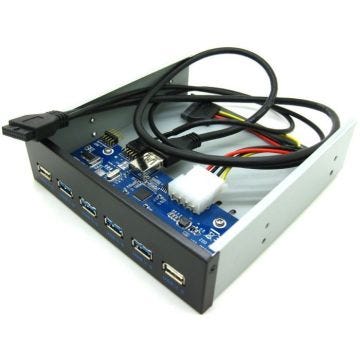 Façade avant 4 ports USB 3.0 et 2 ports USB 2.0 pour emplacement CDROM 5.25. USB3 Superspeed 5G