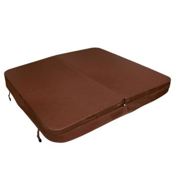 Couverture pour Jacuzzi Marron 210cm PVC & Cuir - Housse Bâche Protectrice Ronde
