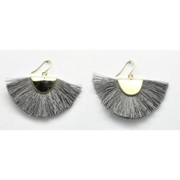 Boucles d'oreille pompon Gris - Collection CMLPB