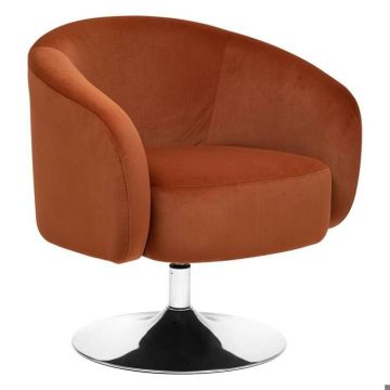 Fauteuil "Edith" en velours H73cm ambre - Ambre - Atmosphera createur d'interieur