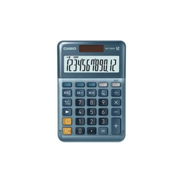 Calculatrice de bureau - Casio - MS-120-EM - Écran LCD 12 chiffres - Conversion franc/euro - Bleu