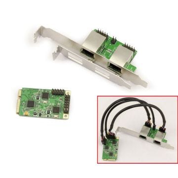 Carte Mini PCI Express 2 PORTS réseau LAN GIGABIT ethernet avec deux Chipsets Realtek RTL8111