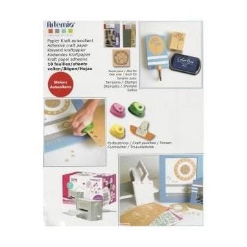 10 FEUILLES PAPIER KRAFT A4 AUTOCOLLANT  Naturel