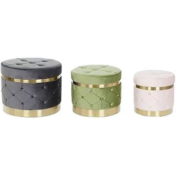 Repose-Pieds - DKD HOME DECOR - Multicolore - Bois MDF - Velours - 60x60x47 cm