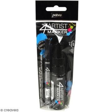 Set Duo 4Artist Marker - Noir - 2 marqueurs (2 mm/8mm) Kit duo de marqueur à huile 4ARIS MARKER : Coloris : Noir A pointe
