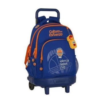 Cartable à roulettes - Valencia Basket - Compact - Bleu et Orange - Polyester, Acier et Polypropylène