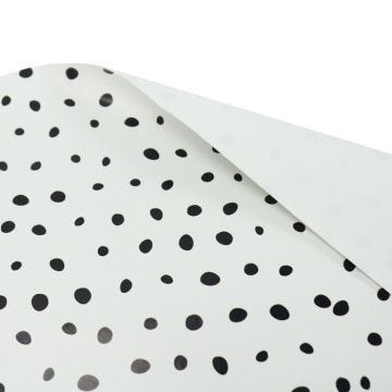 Papier cadeau petits pois noir et blanc 2 x 0,70m - MegaCrea DIY Blanc