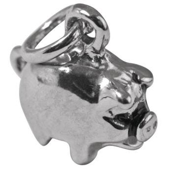 Pendentif en métal "Porte-bonheur", 11mm, argent, 11mm, oeillet 2,5mm , en vrac