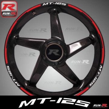 Stickers de jantes Yamaha MT-125 blanc/rouge - pack complet pour 2 roues