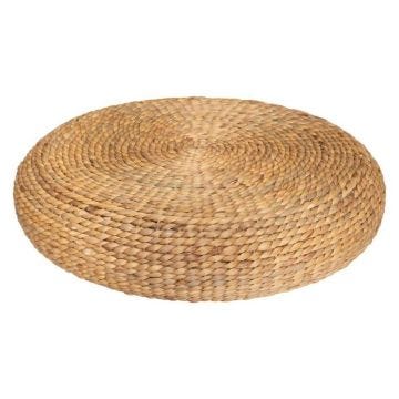 Pouf "Wond" - jacinthe d'eau tressée D55 cm - Lin - Atmosphera createur d'interieur