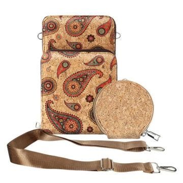 Sacoche - AVIZAR - Liège - Triple Poche Zip - Motif Cachemire Multicolore