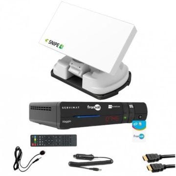 Pack Antenne Automatique SNIPE4 + Démodulateur FRANSAT HD 12V Blanc