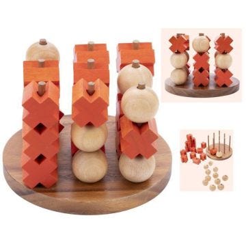 Tic Tac Toe - 3 D - Jeu du Morpion en Bois - XO game -Logique Ambiance -  Jeu en bois Ecologique- 2 joueurs - 350420 - Taille L