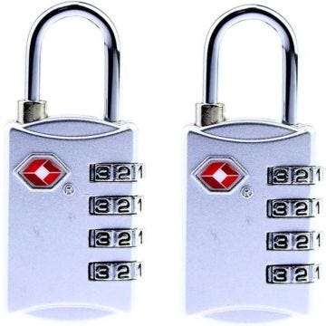 Lot de 2 cadenas de sécurité approuvés par la TSA – Cadenas à combinaison à 4 chiffres pour bagages de voyage