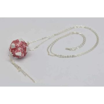 Collier sautoir papier Origami Boule Rouge - The cocotte