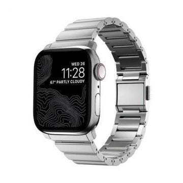 Bracelet Acer pour Apple Watch 6-9 et SE 38-40-41mm Nomad Argent - Acier inoxydable et carbone de type diamant