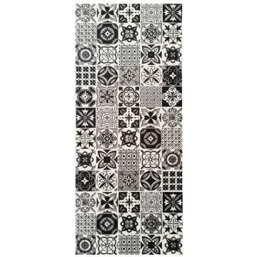 Tapis - MANI TEXTILE - Effet Carreaux de ciment - Noir - 90x130 - Antidérapant et lavable