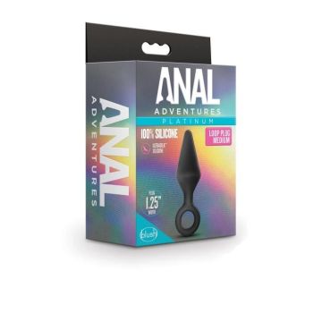 Plug Blush-Anal Adventures Platinum Silicone Loop Plud Medium Black