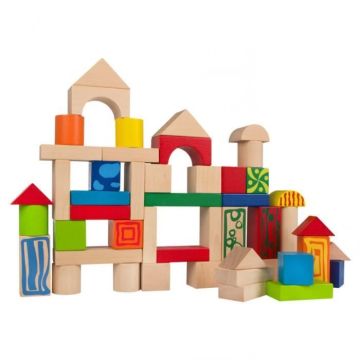 WOOMAX - Seau 50 blocs en bois naturel