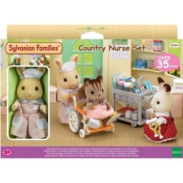 Figurines miniatures - SYLVANIAN FAMILIES - L'infirmière et accessoires pour soigner et nourrir les patients