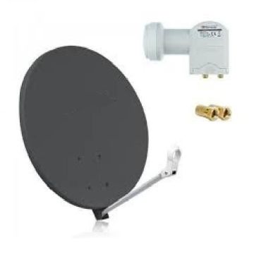 HDME Parabole Satellite Fibre Composite Gris anthracite 70cm + LNB Twin 0,1dB