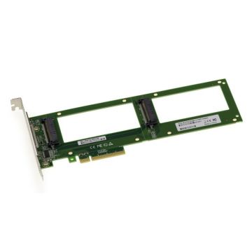 Carte contrôleur PCIe x8 PCIe 3.0 pour 2 SSD PCIe NVMe U.2 U2 68-pin SFF-8639. Montage direct sur carte sans cordon