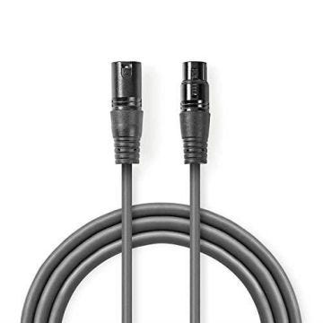 Nedis COTH15012GY15 Câble Numérique DMX 110 Ohms - XLR Mâle à 3 Broches - XLR Femelle à 3 Broches - 1,5 m - Gris
