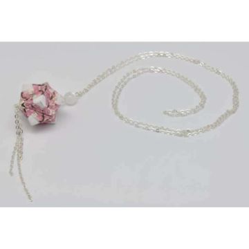 Collier sautoir papier Origami Boule Rose - The cocotte