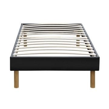 gregory - Solide et Confortable Sommier Tapissier noir Pieds en 20 cm pour matelas en 120x190 - 2 x 13 Lattes