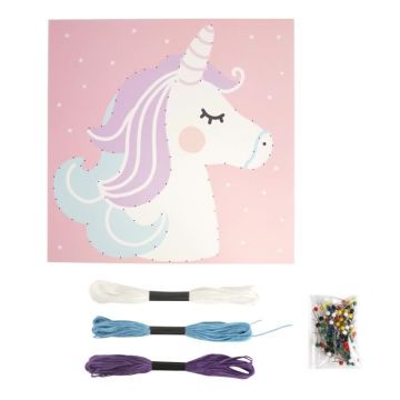 Tableau de fil - MEGACREA DIY - Licorne - 21 x 21 cm - Multicolore - Décoration murale