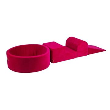 MeowBaby® Parcours Motricité 3 éléments avec Piscine à Balles 90x30cm, Magenta: Sans Boules