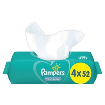 PAMPERS Lingettes bébé FRESHCLEAN - Lot de 4 x 52 lingettes - 208 lingettes
