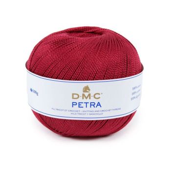 Pelote de laine - 100% coton - Rouge - 5815 - DMC - Petra - Longues fibres