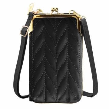 Pochette - AVIZAR - Bandoulière Original Noir - Multi-compartiments - Simili cuir