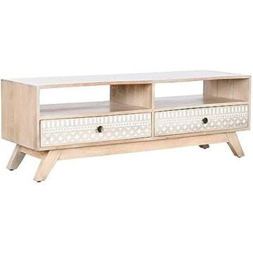 Meuble TV - DKD HOME DECOR - Standard - Bois de mangue - Blanc - 130x40x45 cm