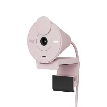 Webcam - Full HD 1080p - Logitech - Brio 300 - Microphone intégré avec réduction de bruit - Obstrurateur - Rose
