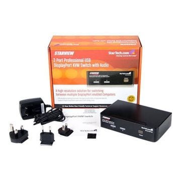 STARTECH Commutateur KVM - 2 ports DisplayPort, USB et audio - 2560 x 1600 - Commutateur écran-clavier-souris/audio
