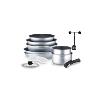 Batterie de cuisine - Arthur Martin - AM676S - 12 pièces - Aluminium - Antiadhésif - Poignée amovible