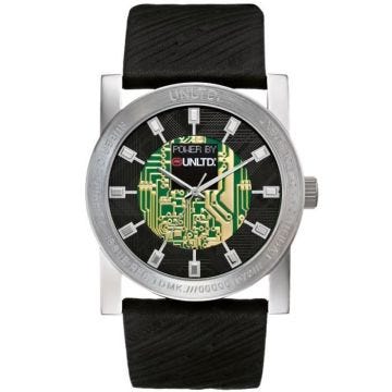 Montre homme - UNLTD BY MARC ECKO - E10041G1 - Etanche 5 ATM - Bracelet cuir noir - Cadran circuit imprimé