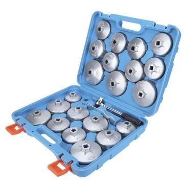 Qiilu Jeu de clés pour filtre à huile 23pcs Kit d'Outils de Dissolvant Adaptateur de Douille de Retrait de Clé de Filtre à Huile