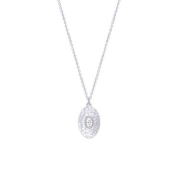 Collier femme - SAUNIER - Collier Saunier argent martelé oxydes Eleonore - Couleur de la matière:Blanc Taille/Longueur:45 cm